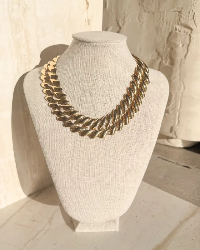Vintage Gold Brick Link Chain Necklace sold by Care Tucker