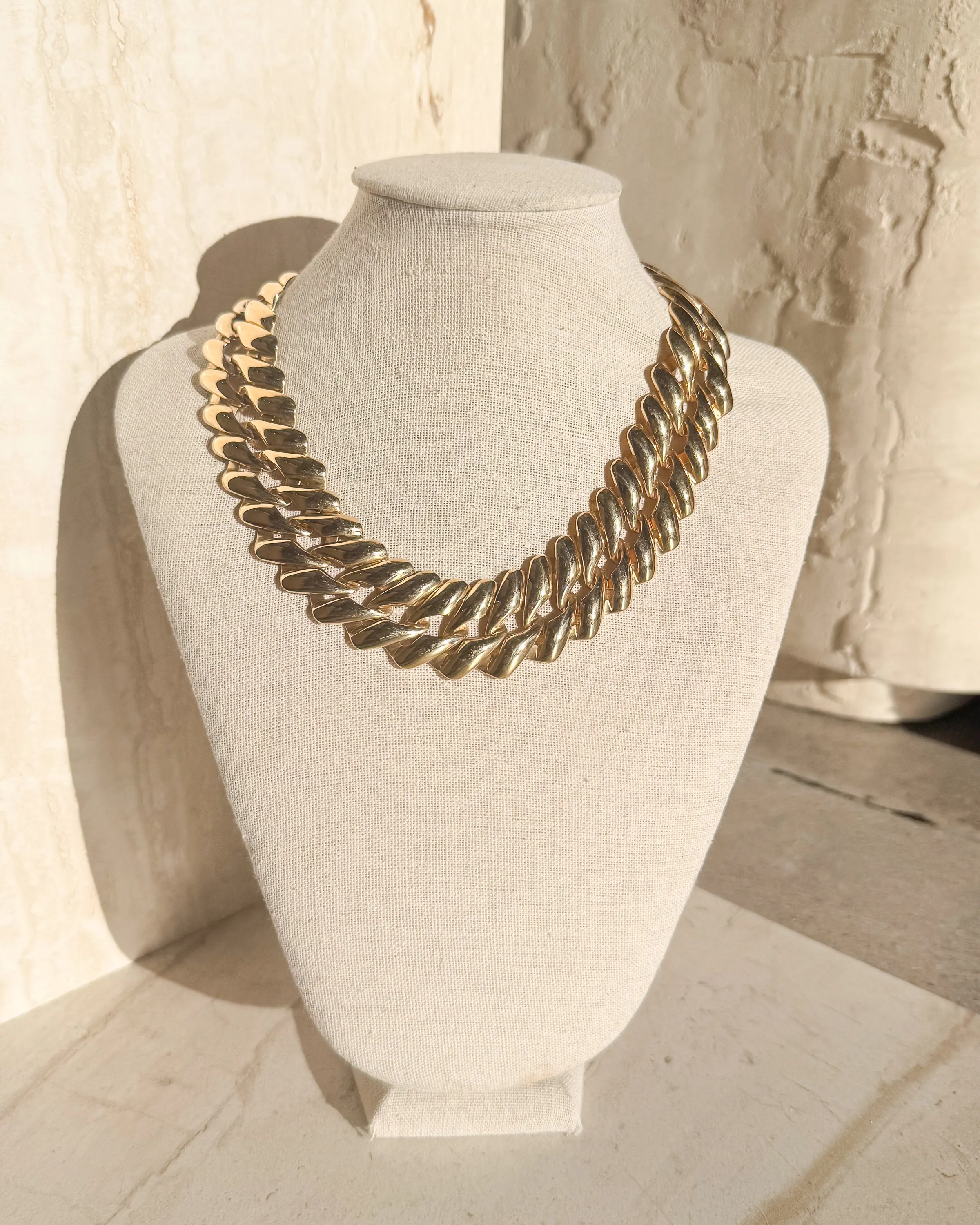 Vintage Gold Brick Link Chain Necklace sold by Care Tucker
