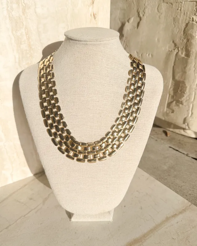 Vintage Gold Plated Thick Woven Chain Necklace sold by Care Tucker