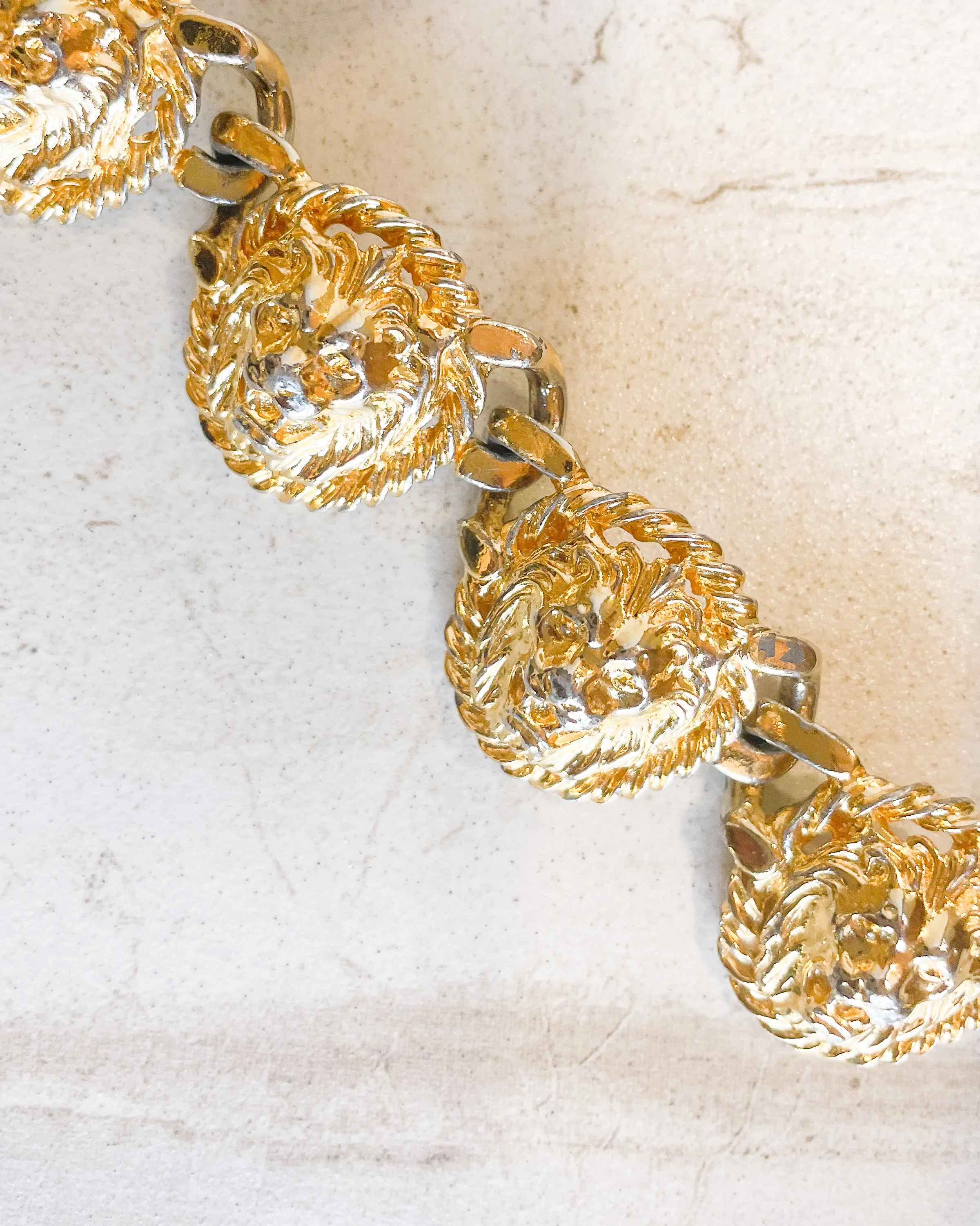 Vintage Gold Lion Heads Bracelet sold by Care Tucker product image thumbnail 2