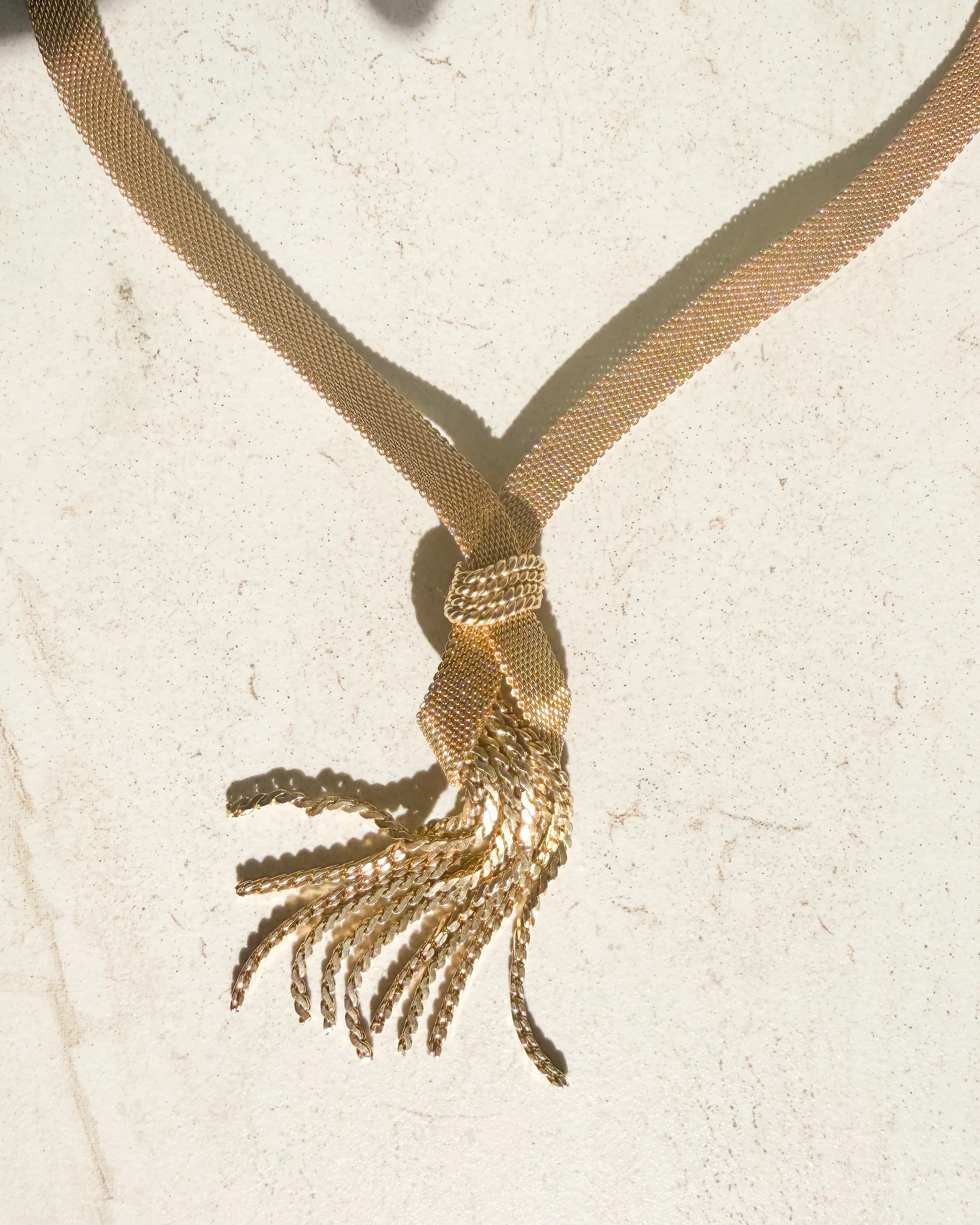 Vintage Signed Cascade Waterfall Golden Tassel Necklace sold by Care Tucker product image thumbnail 2