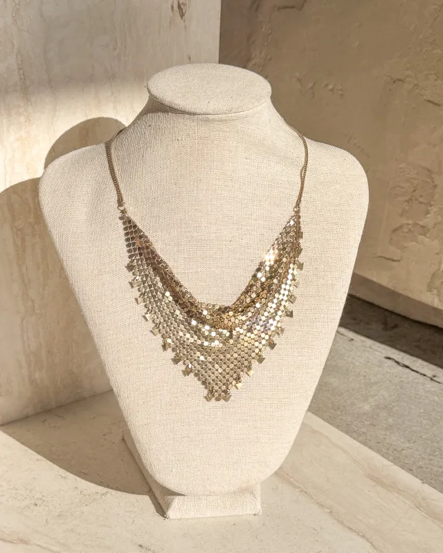 Vintage Gold Mesh Bib Necklace sold by Care Tucker