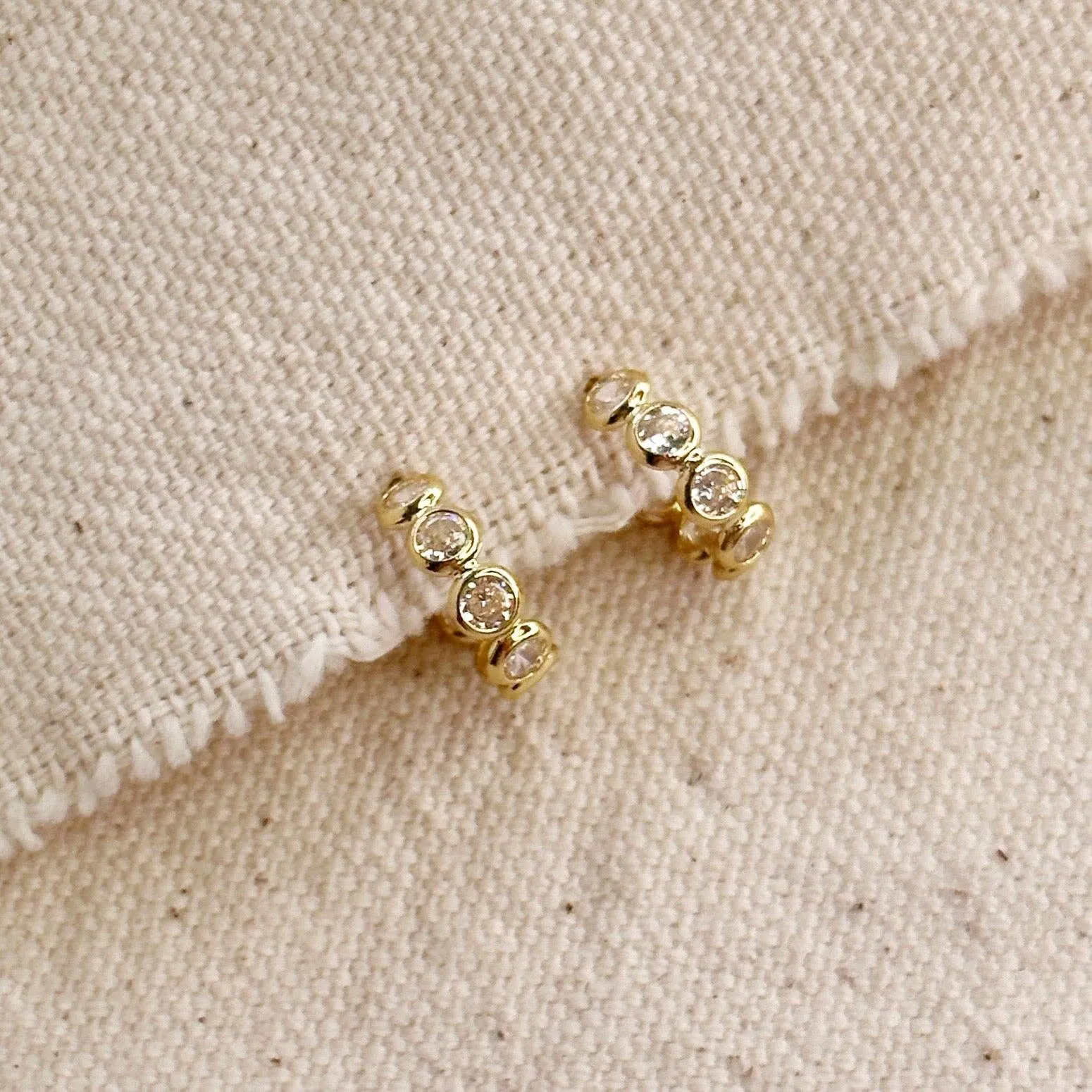 Bezel CZ C- Hoop Earrings sold by Care Tucker product image thumbnail 5