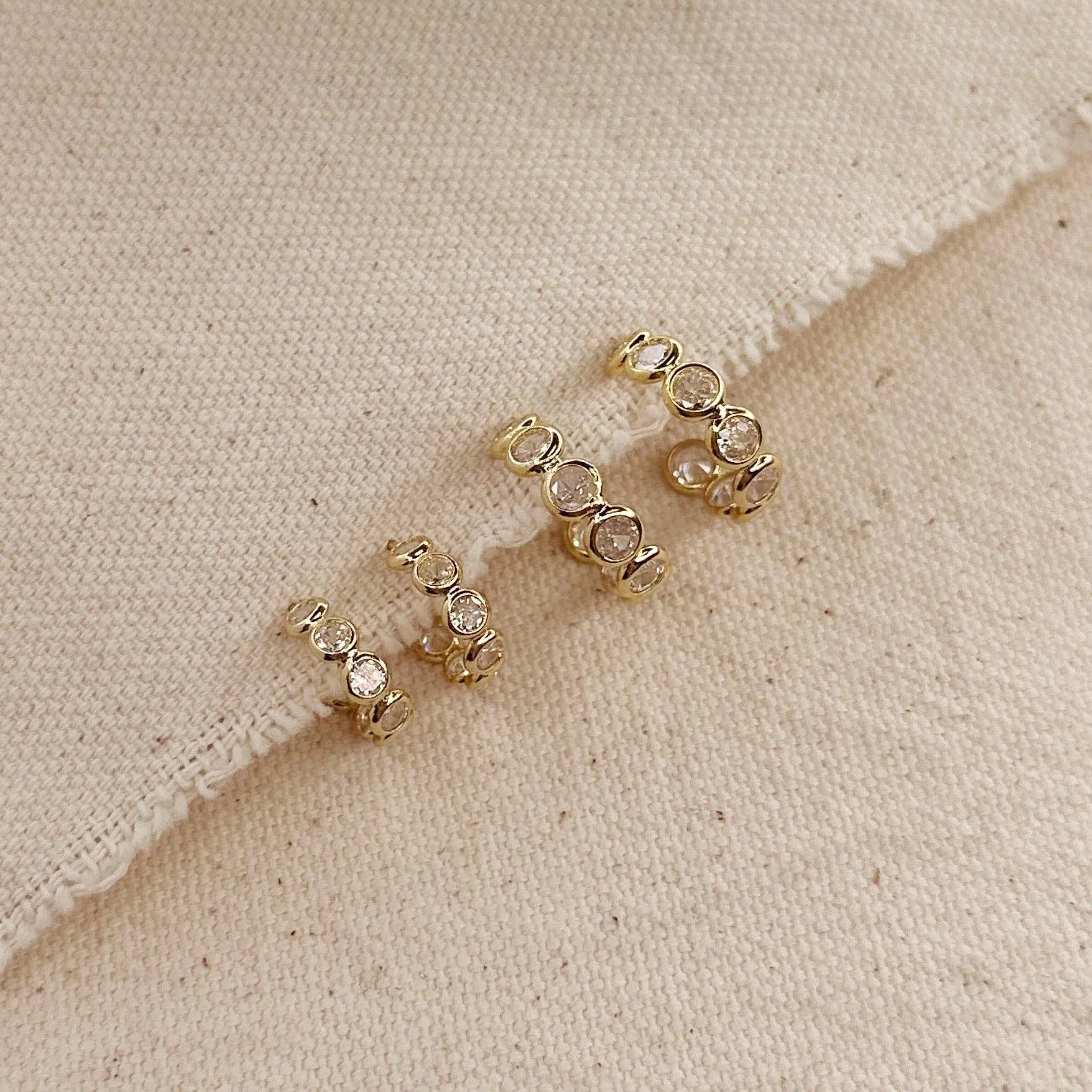 Bezel CZ C- Hoop Earrings sold by Care Tucker