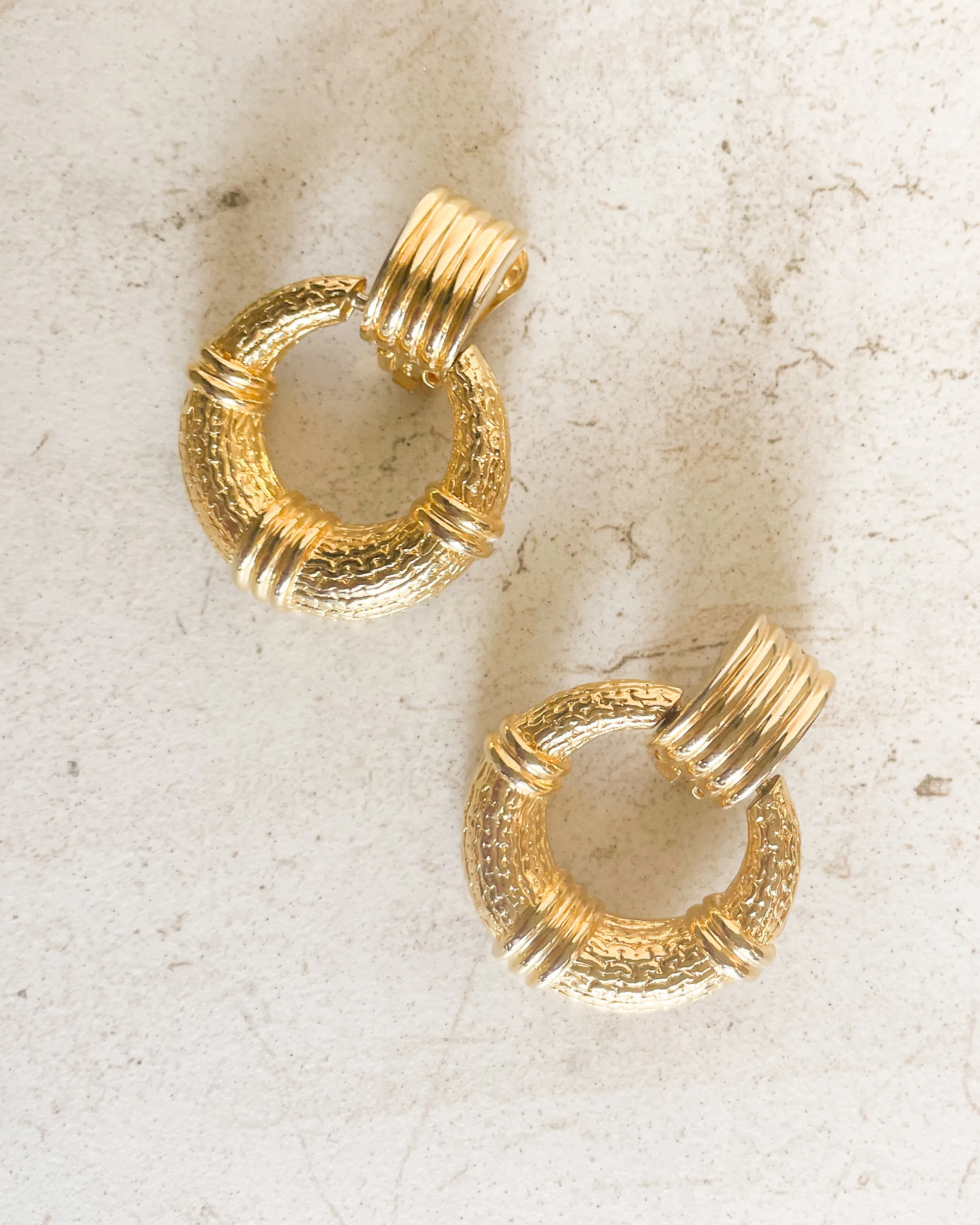 Vintage Gold Tone Drop Dangle Earring Clip-On Earrings sold by Care Tucker