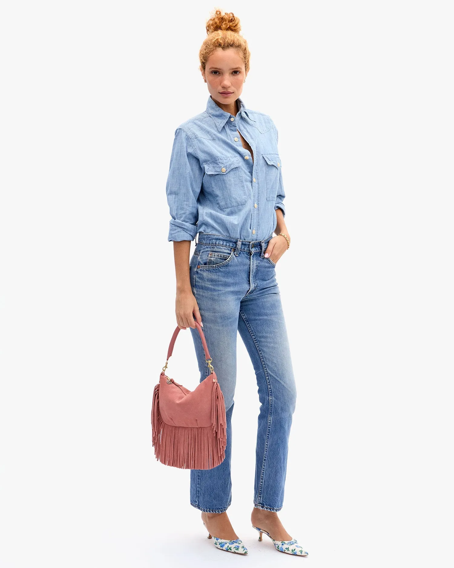 Petit Moyen Rose Clay Suede Fringe sold by Care Tucker product image thumbnail 2