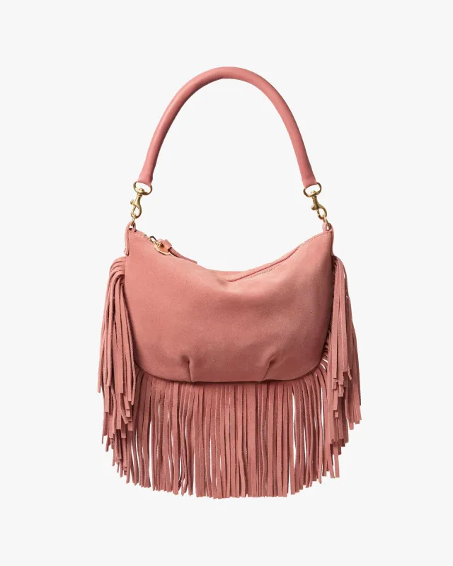 Petit Moyen Rose Clay Suede Fringe made by Clare Vivier