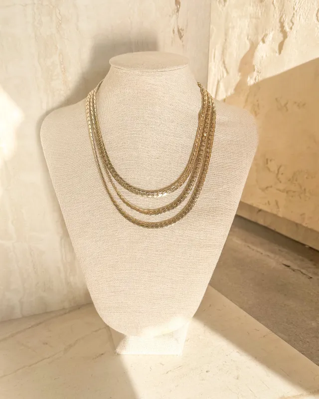 Vintage Gold tone 3 Chain Necklace sold by Care Tucker