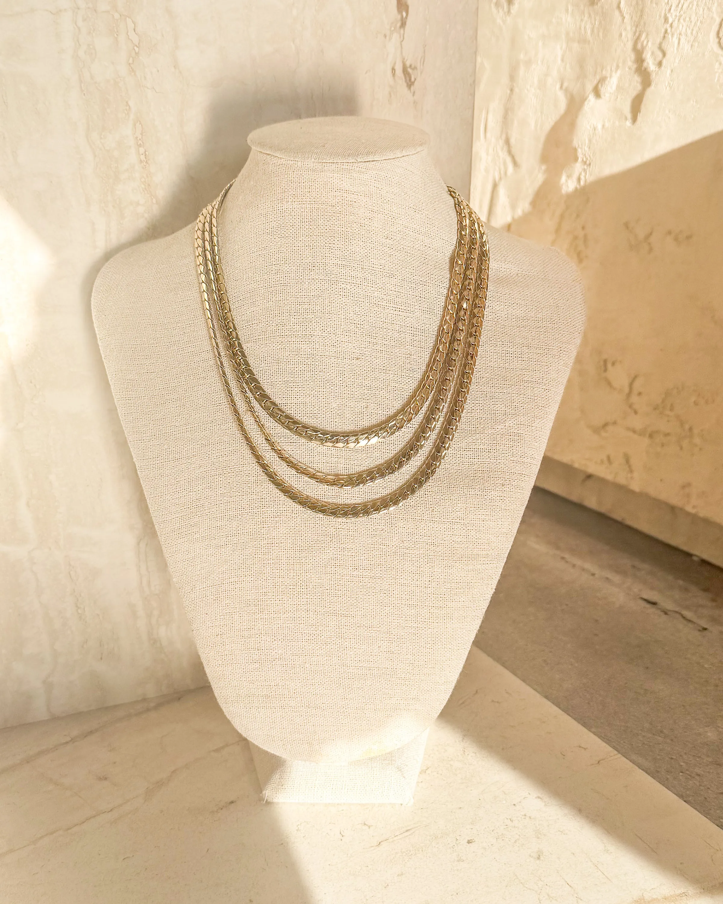 Vintage Gold tone 3 Chain Necklace sold by Care Tucker