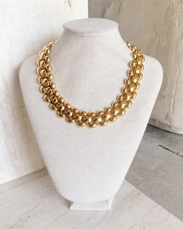 Vintage Signed Gold Tone wide link Necklace sold by Care Tucker