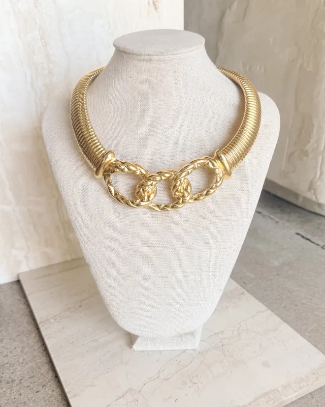 Vintage Gold Tone 3 Knot Necklace sold by Care Tucker