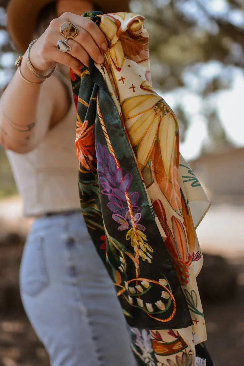 Lucky Wildflowers Large 35x35: Cowgirl Western Scarf Wild Rag sold by Care Tucker product image thumbnail 4