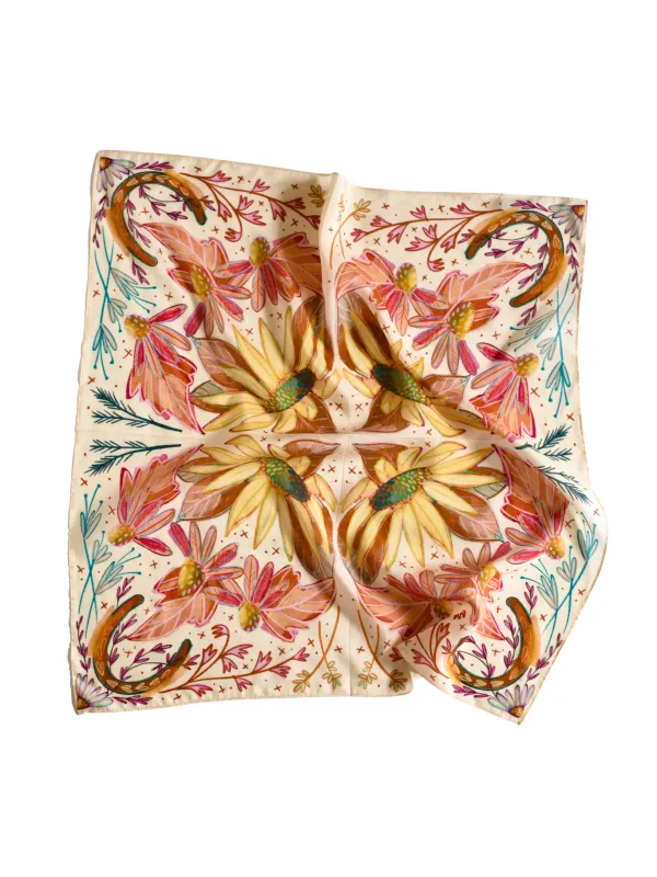 Lucky Wildflowers Large 35x35: Cowgirl Western Scarf Wild Rag made by Care Tucker