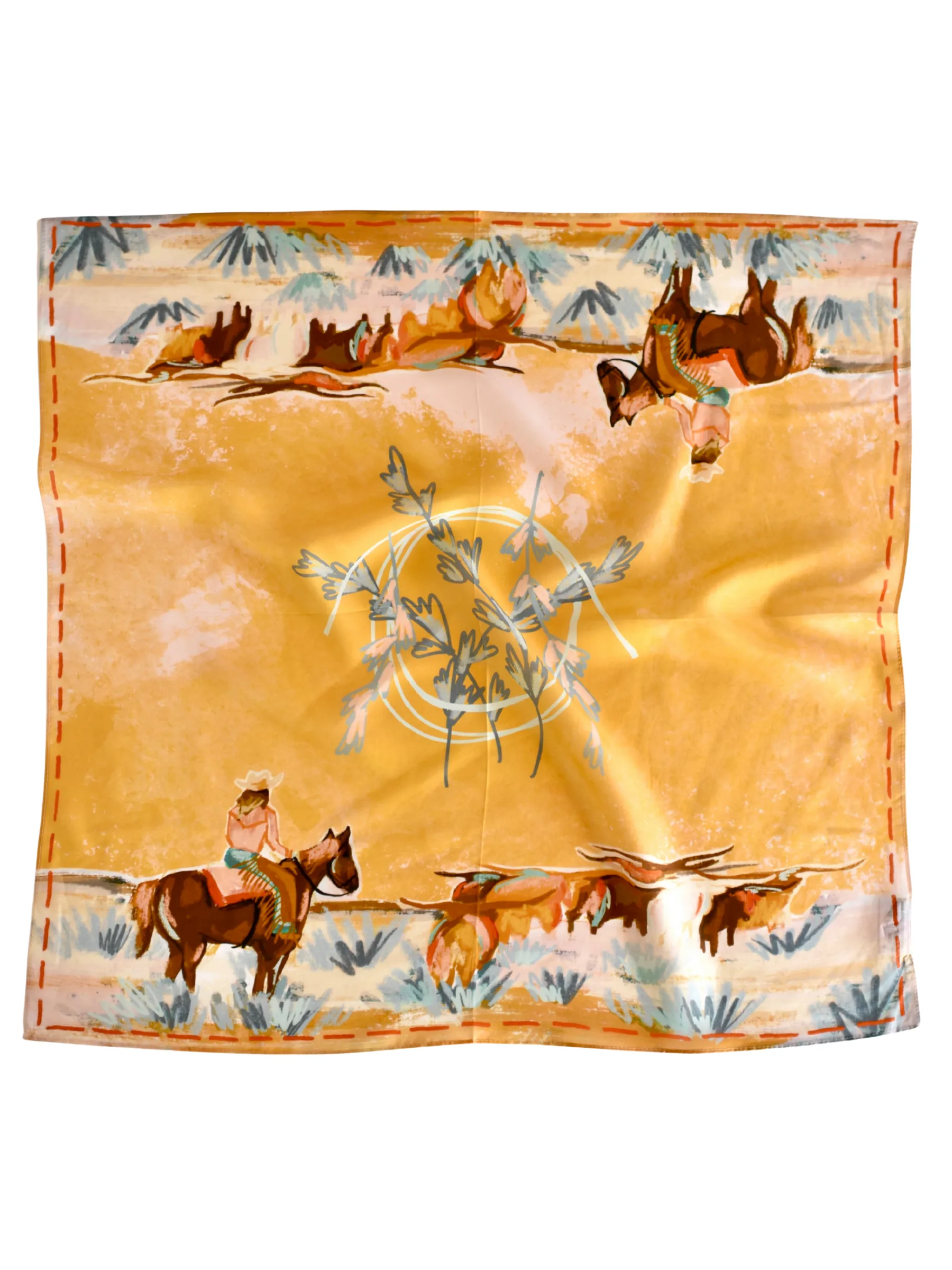 Longhorn Open Range Cowgirl Wild Rag Scarf sold by Care Tucker