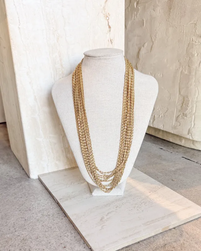 Vintage Gold 12-Strand Art Deco Necklace made by Care Tucker