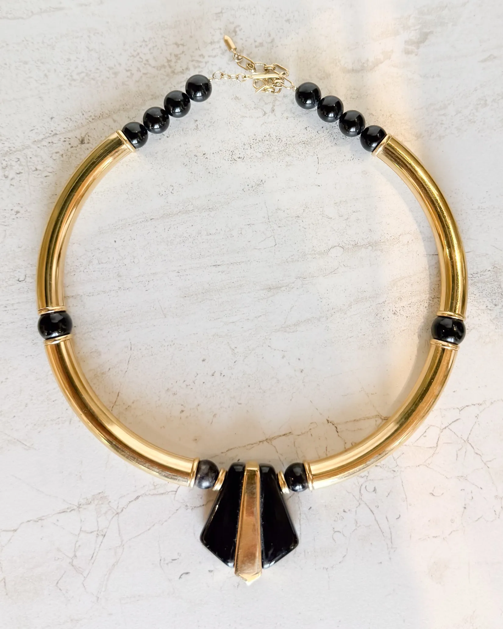 Vintage Art Deco Gold & Black Bead Necklace sold by Care Tucker product image thumbnail 2