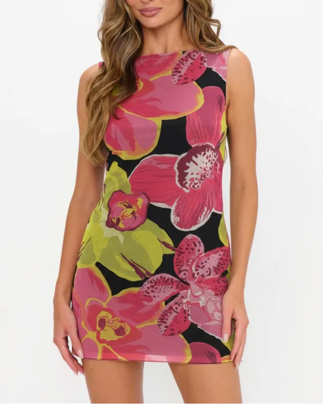 Kiki mini Dress Tropical Nights Mesh made by Show Me Your MuMu