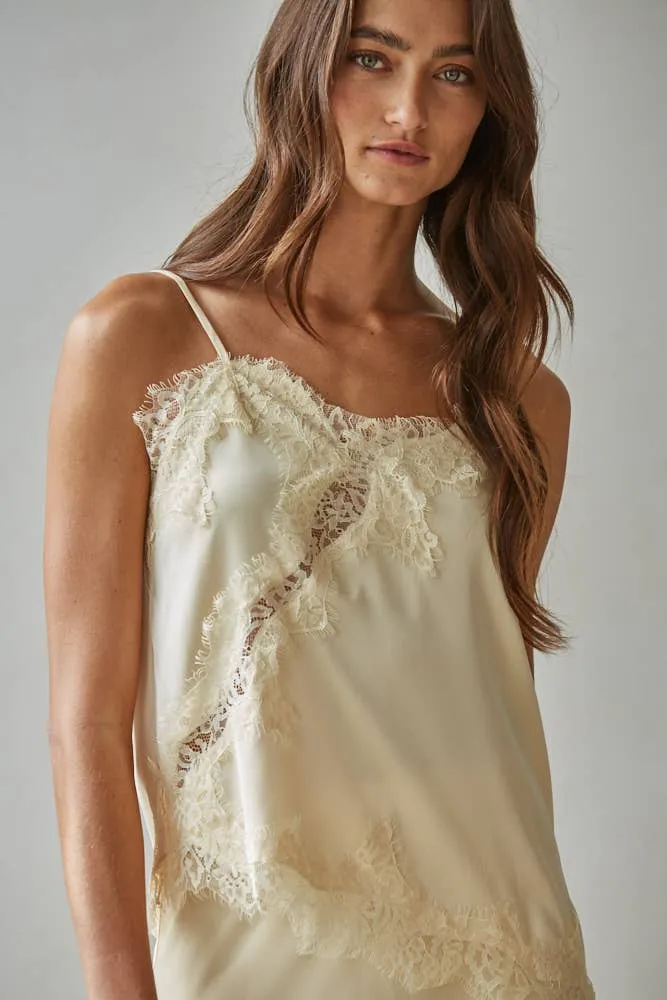 Satin Lace Asymmetrical Cami sold by Care Tucker product image thumbnail 3