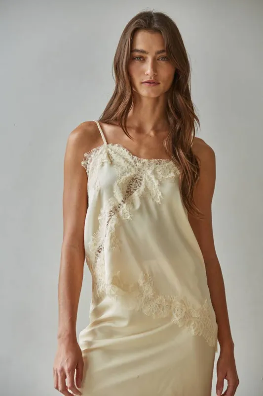 Satin Lace Asymmetrical Cami made by Care Tucker
