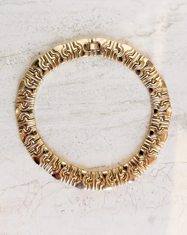 Vintage Egyptian Revival Bib Necklace made by Care Tucker