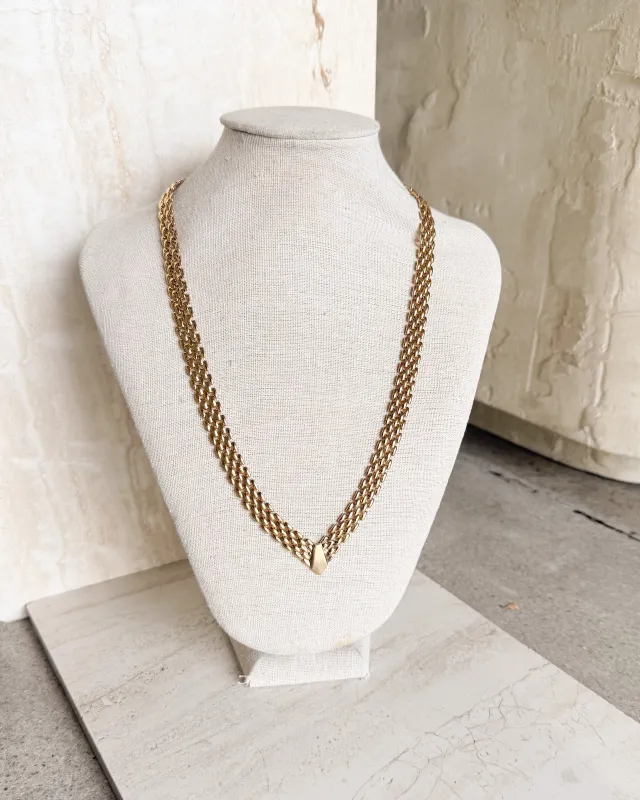 Vintage Signed Gold tone Link Necklace made by Care Tucker