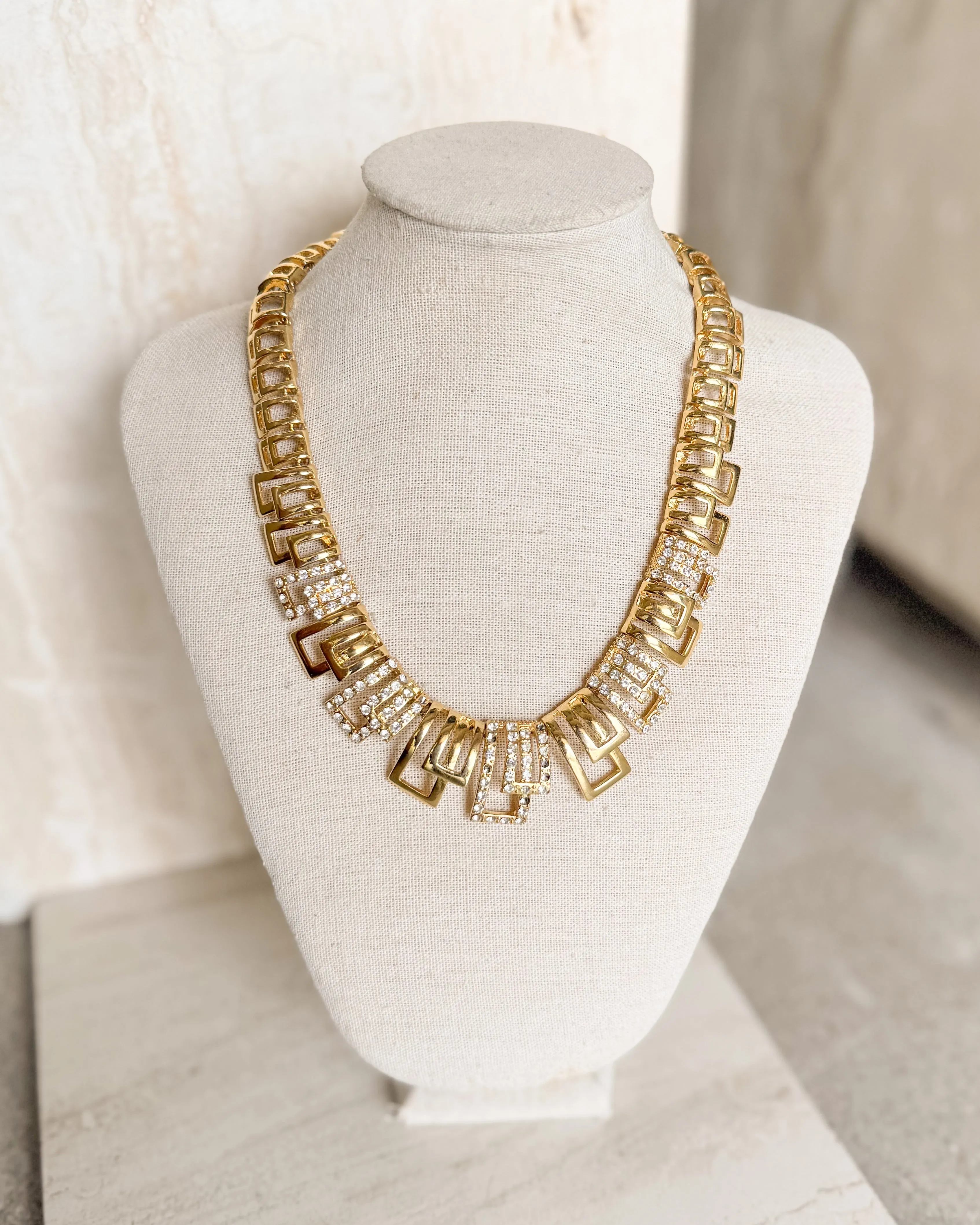 Vintage Greek Gold tone Link Necklace sold by Care Tucker