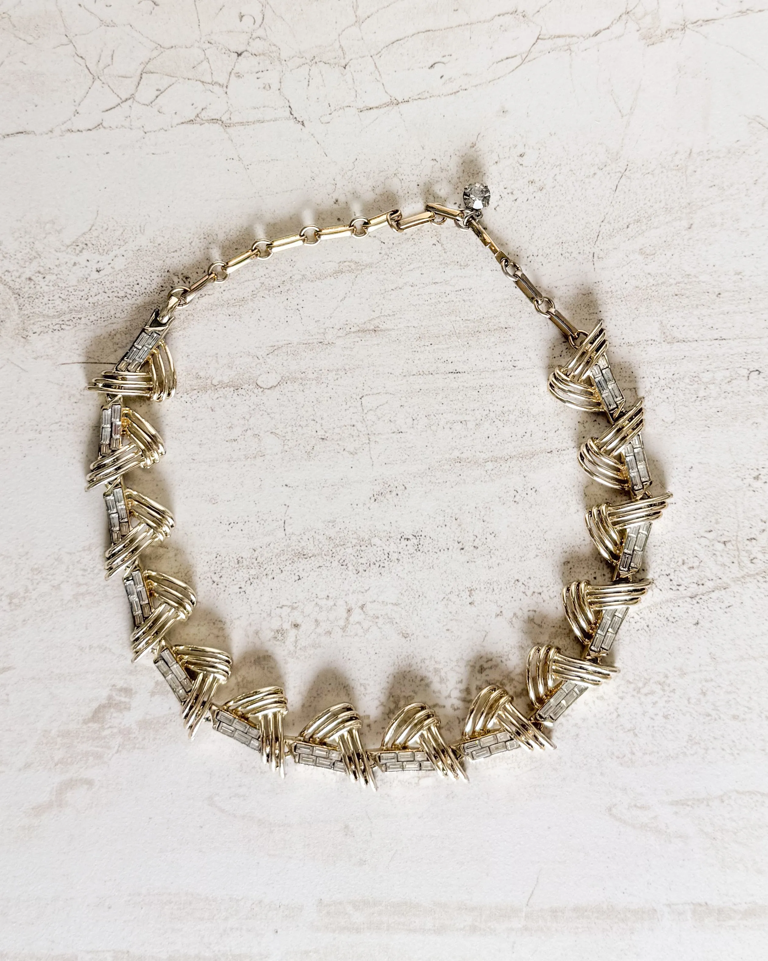 Vintage Signed gold tone clear stone necklace sold by Care Tucker product image thumbnail 2