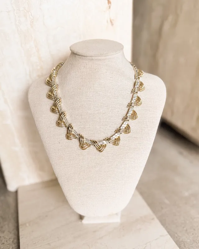 Vintage Signed gold tone clear stone necklace made by Care Tucker