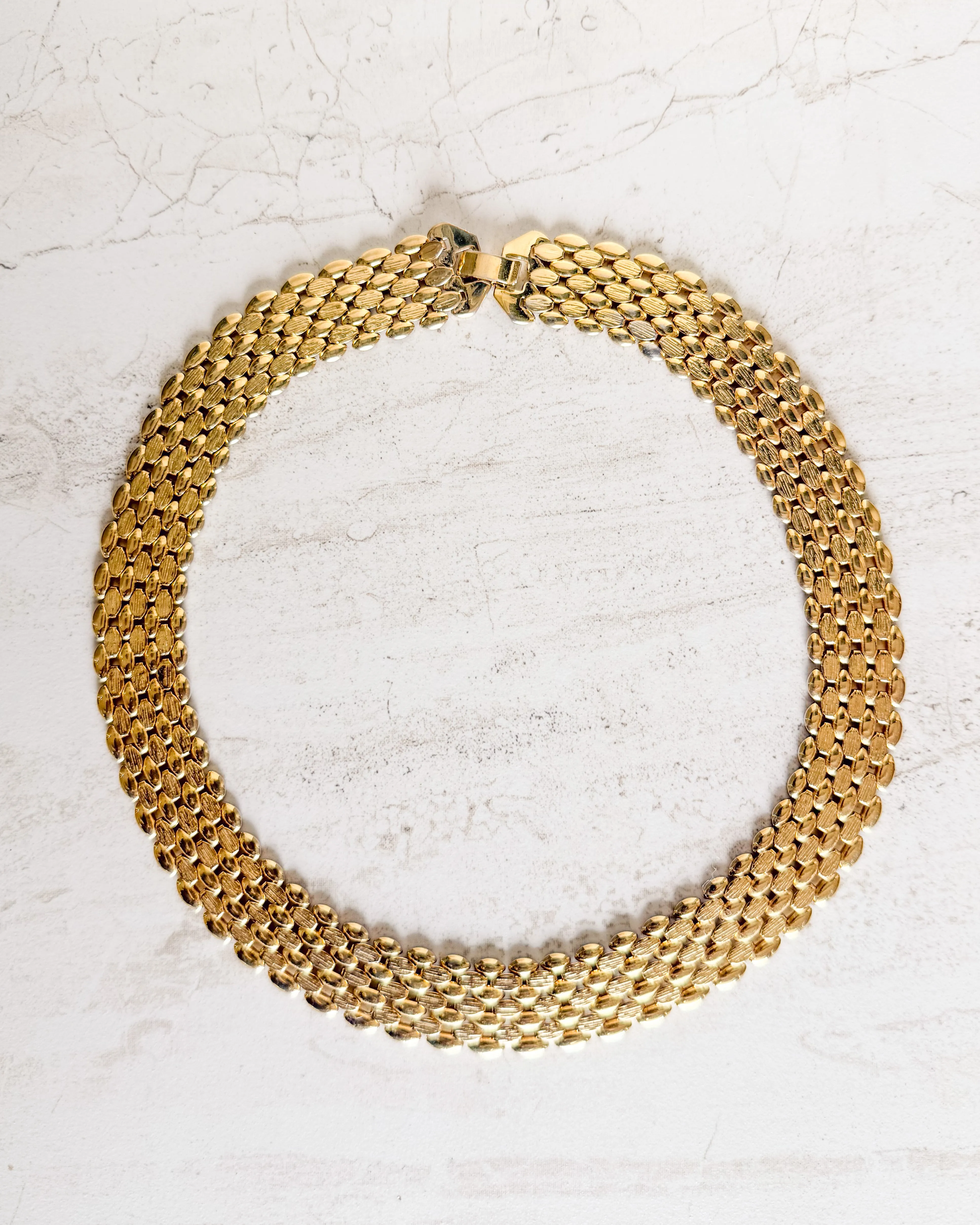 Vintage Signed Wide Gold Flat Link Chain Necklace sold by Care Tucker product image thumbnail 2