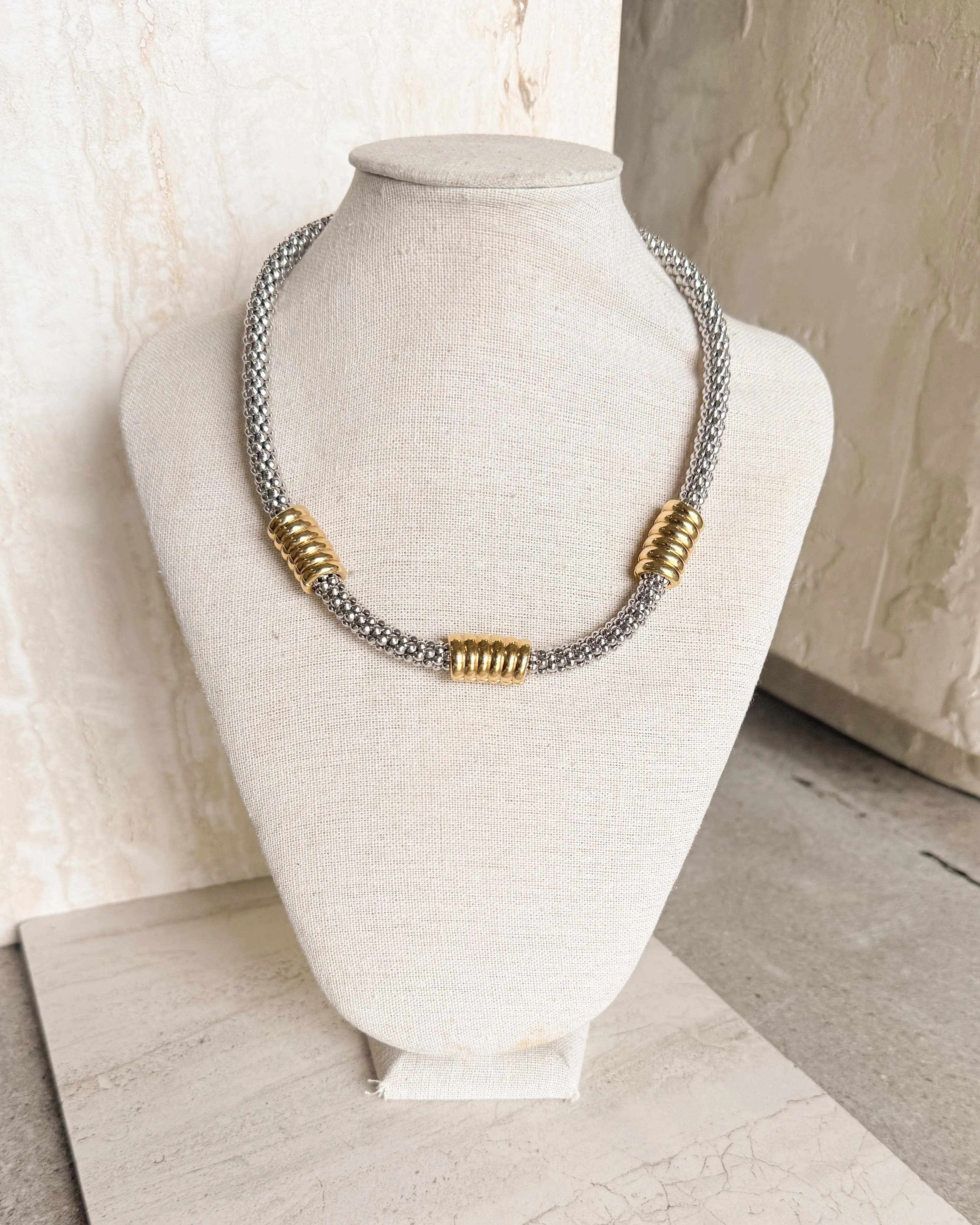 Vintage Stud Look 2 Tone Chain Necklace sold by Care Tucker