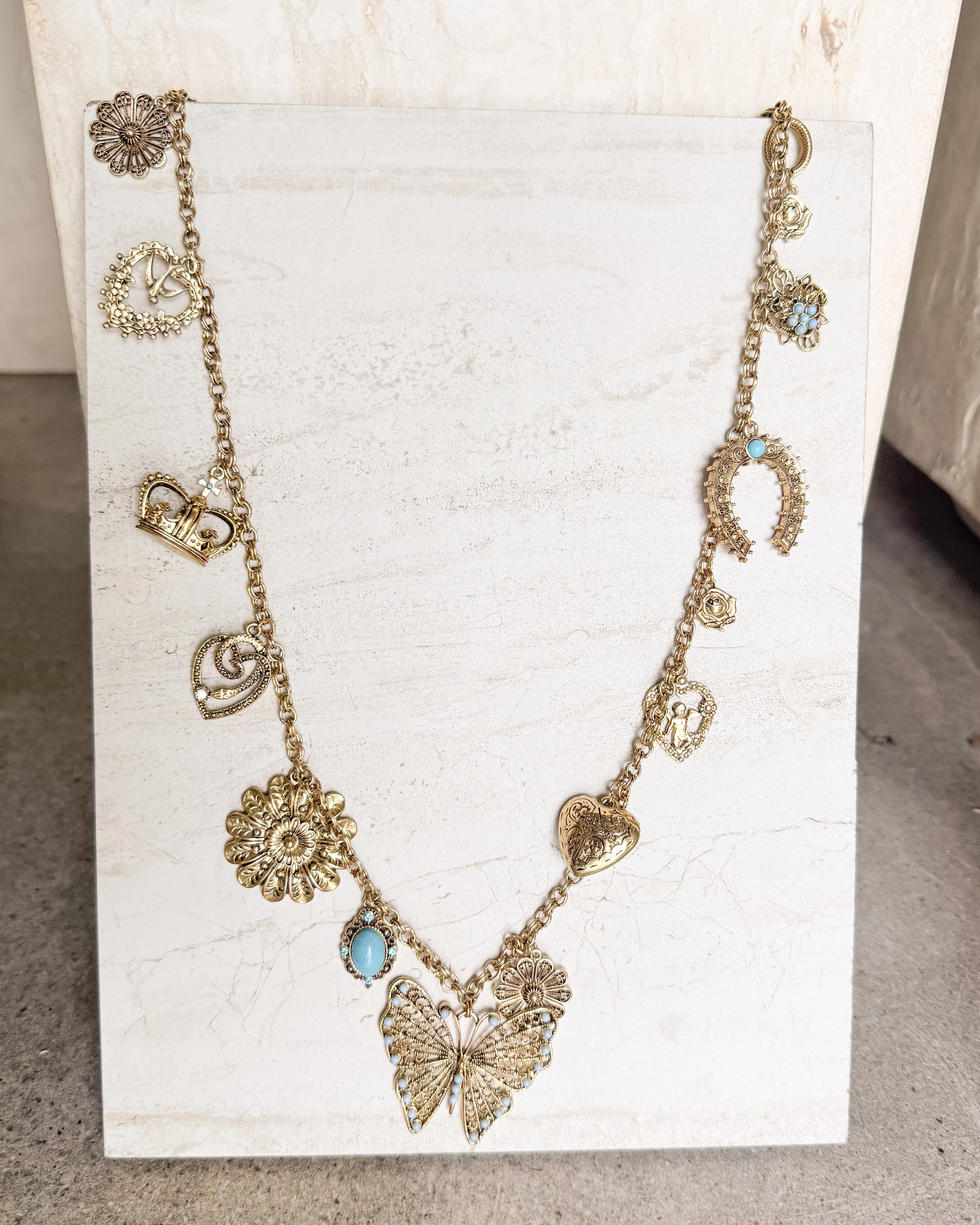 Vintage GOLD Rare Western CHARM NECKLACE sold by Care Tucker