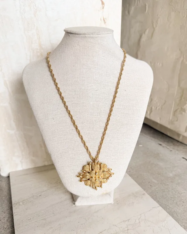 Vintage Signed Gold Pendant Chain Necklace made by Care Tucker