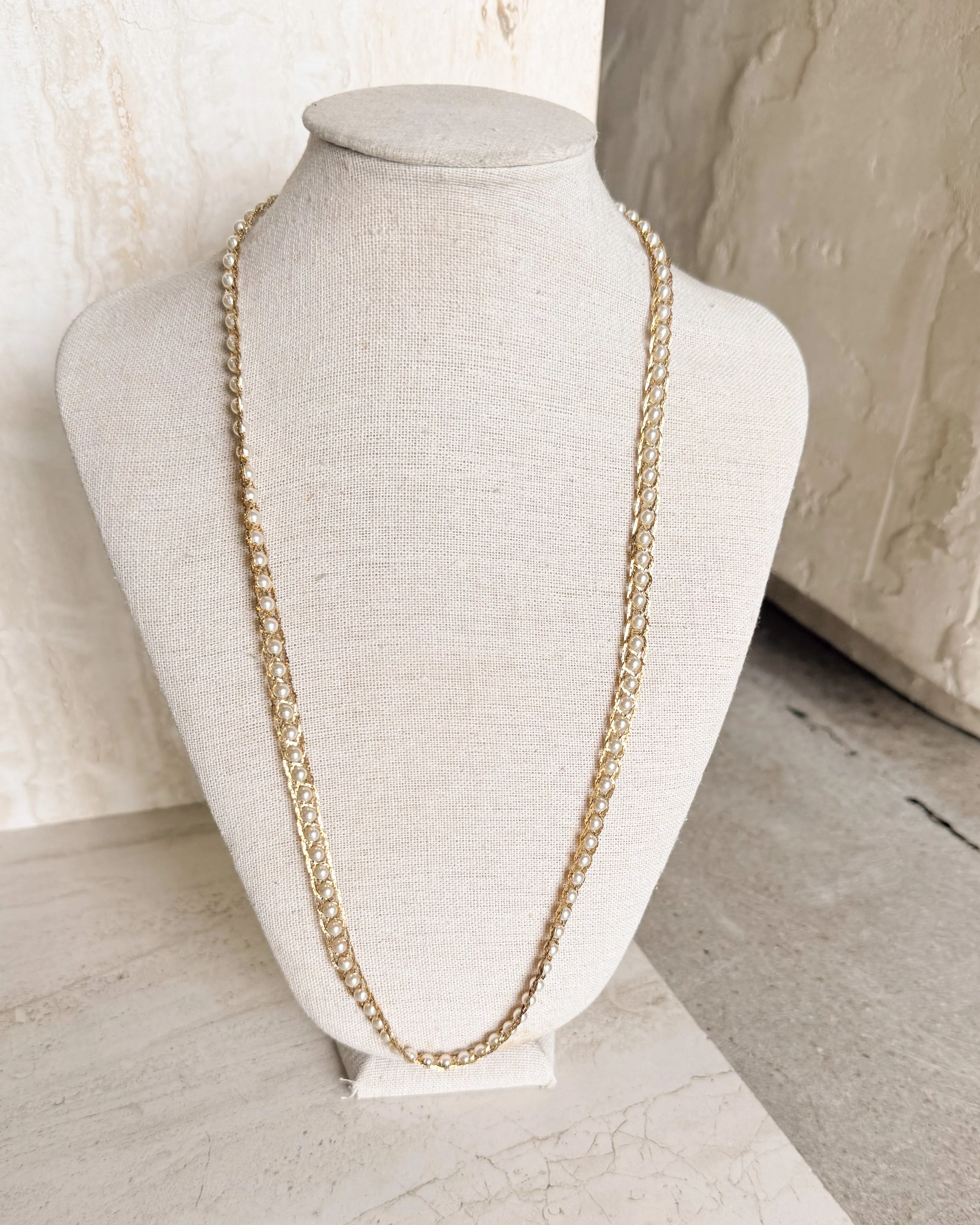 Vintage Signed Pearl Gold Tone Necklace sold by Care Tucker