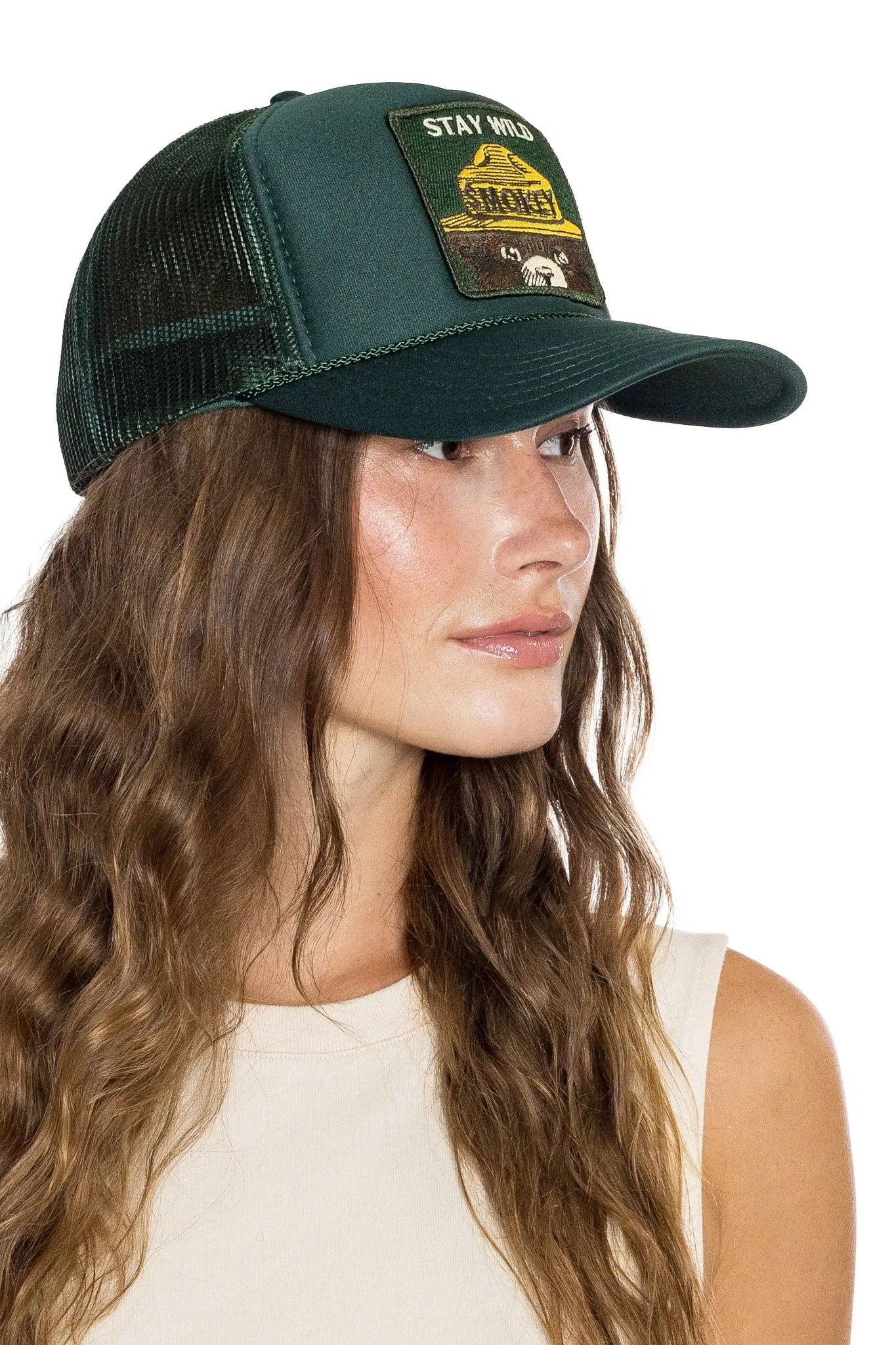 Stay Wild Trucker Hat in Deep Green sold by Care Tucker product image thumbnail 5
