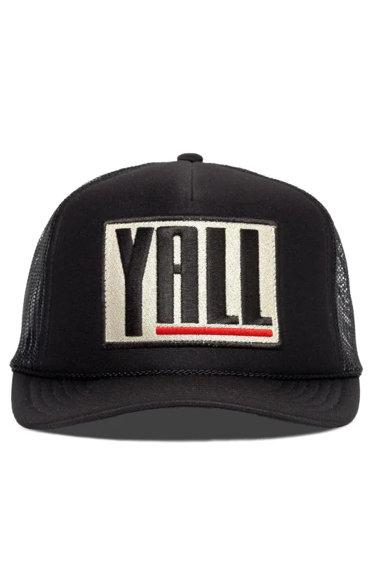 Yall Trucker Hat in Black made by Care Tucker