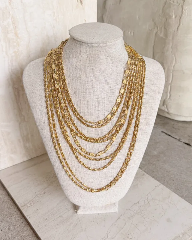Vintage multi-strand gold-tone chain necklace made by Care Tucker