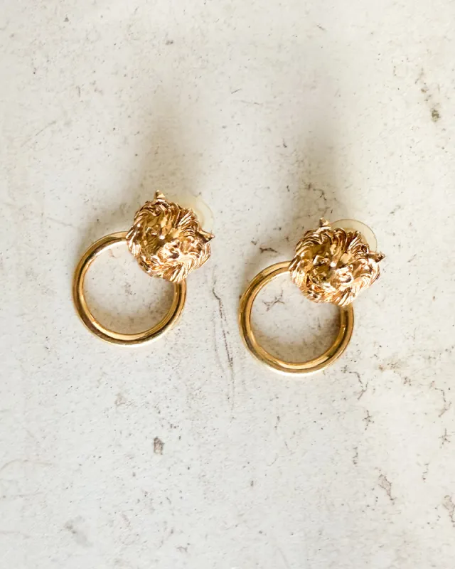 Vintage Lion Head Door Knocker Earrings made by Care Tucker
