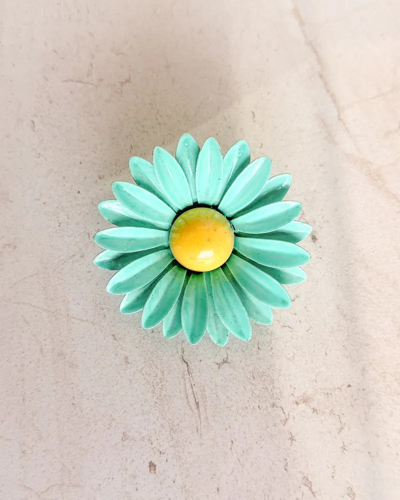 Vintage Turquoise Daisy Brooch sold by Care Tucker