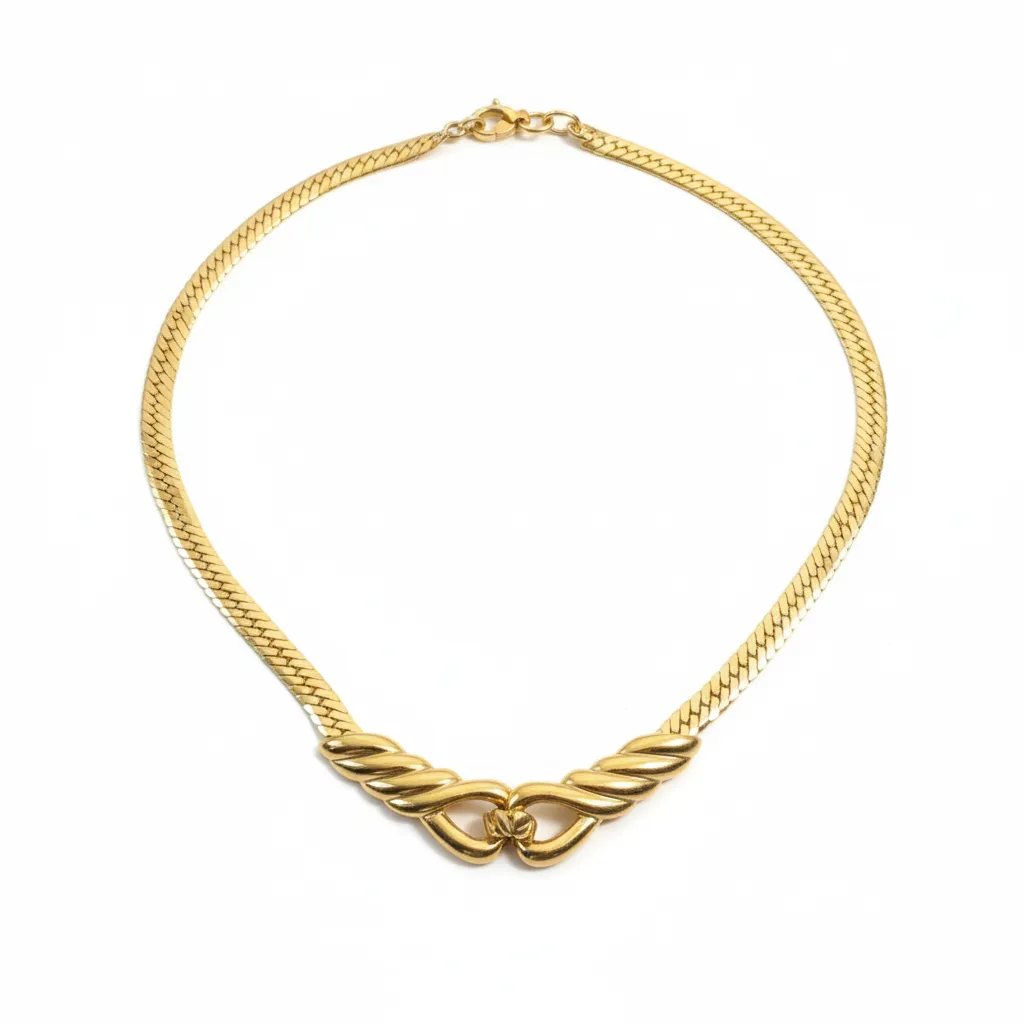 Vintage SIgned Gold Tone Choker Style Necklace sold by Care Tucker product image thumbnail 2