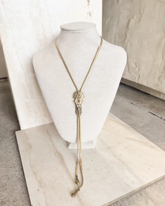 Vintage Gold Tone Bolo Necklace made by Care Tucker