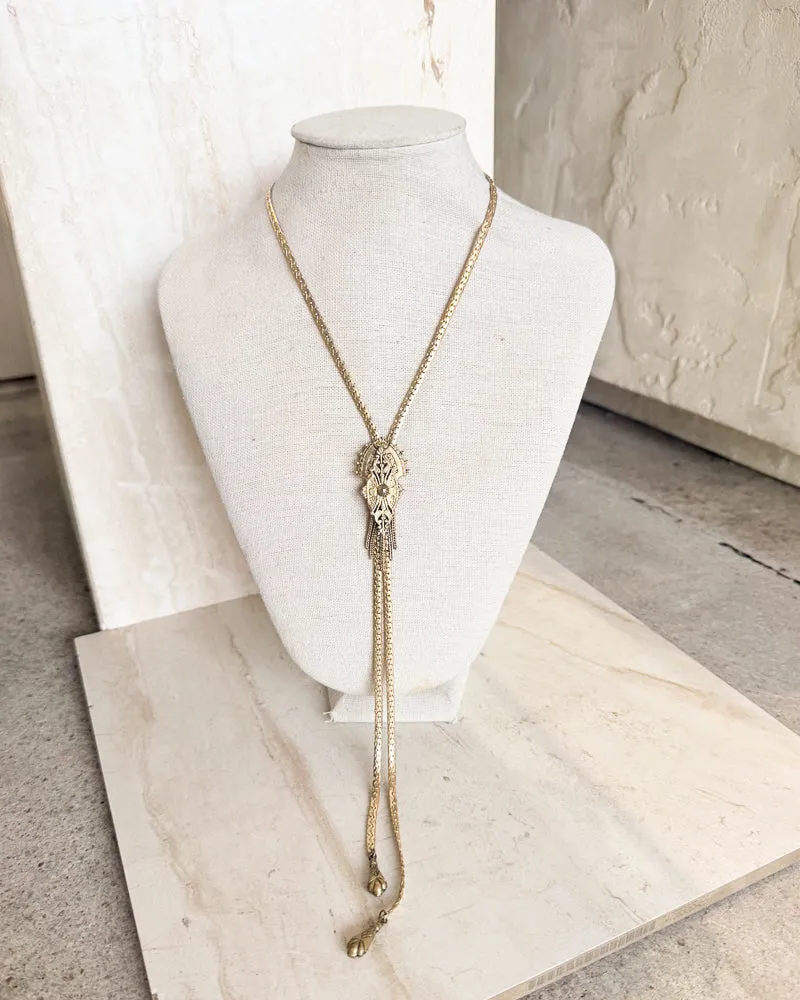 Vintage Gold Tone Bolo Necklace sold by Care Tucker