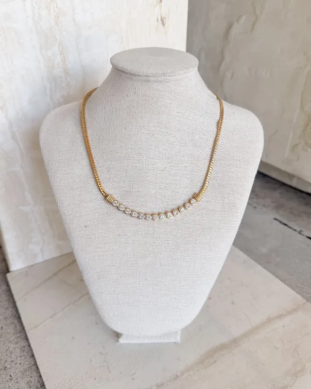 Vintage  Crystal Gold Plated Necklace made by Care Tucker