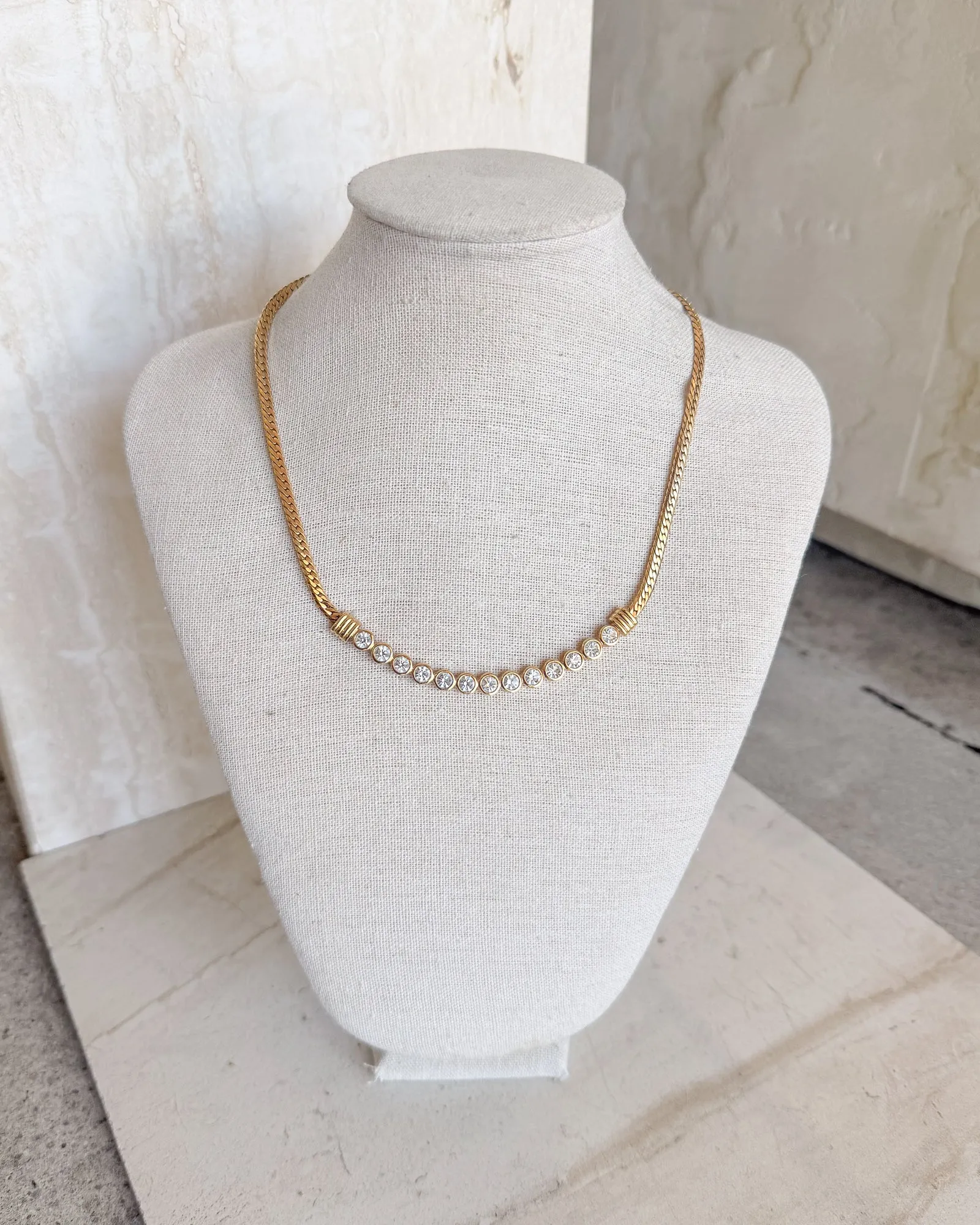 Vintage Crystal Gold Plated Necklace sold by Care Tucker