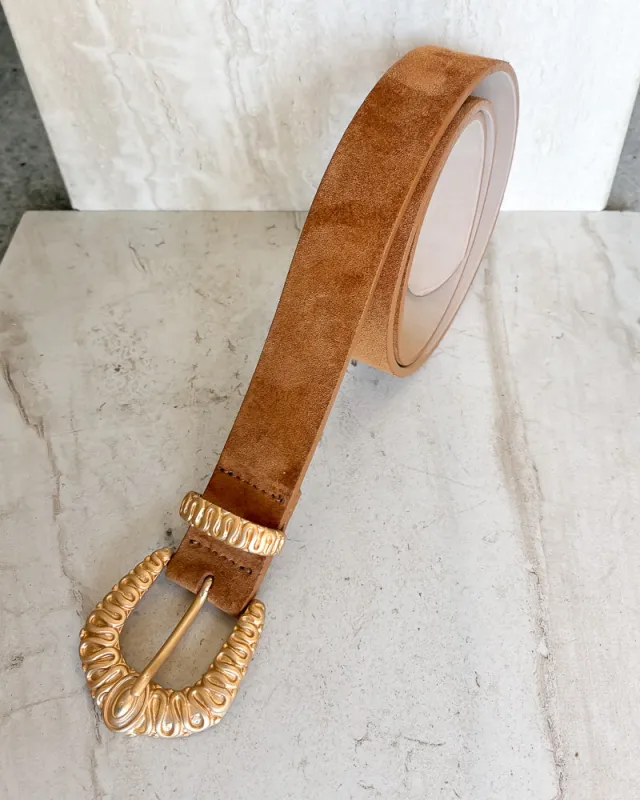 Terry Suede Leather Tan Belt made by Streets Ahead