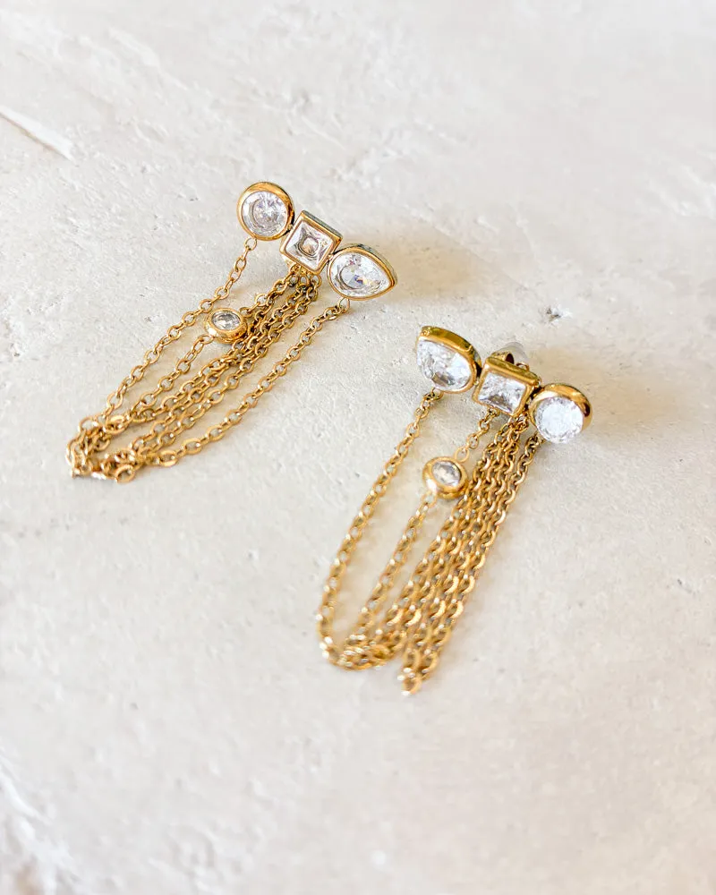 CZ Geometric Chain Earring sold by Care Tucker