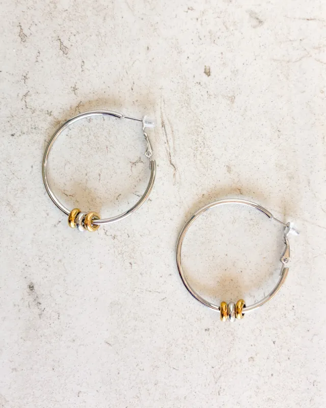 Mixed Metal Beaded Hoop Earring made by Care Tucker