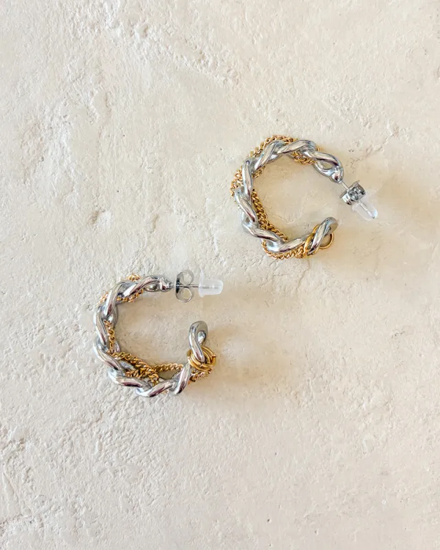 Two-Tone Chain Open Hoop made by Care Tucker