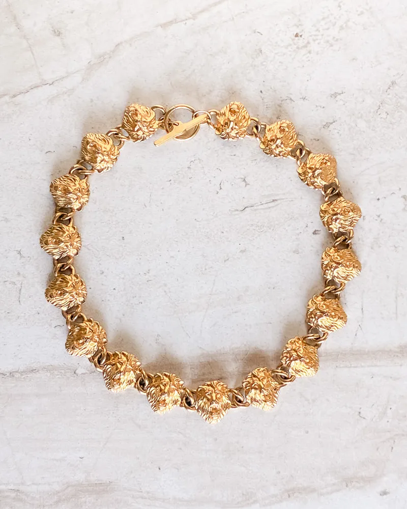Vintage Signed Lions head Necklace sold by Care Tucker