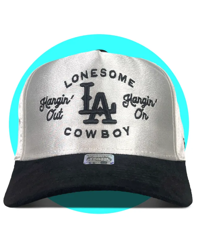 Lonesome LA Cowboy 3D Embroidered Satin Suede Snapback Hat made by Care Tucker
