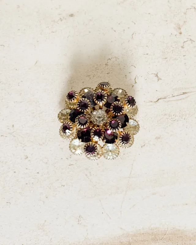Vintage Purple Rhinestone Brooch made by Care Tucker